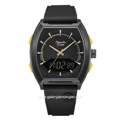Alexandre Christie AC 9390 MH Black List Yellow Rubber Strap