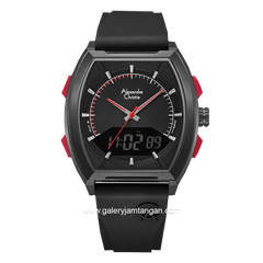 Alexandre Christie AC 9390 MH Black List Red Rubber Strap