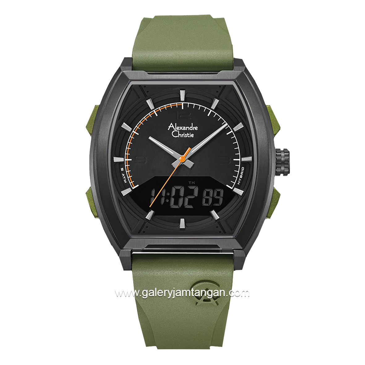 Alexandre Christie AC 9390 MH Army Black Rubber Strap