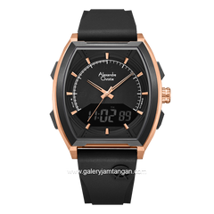 Alexandre Christie AC 9390 MH Black Rosegold Rubber Strap
