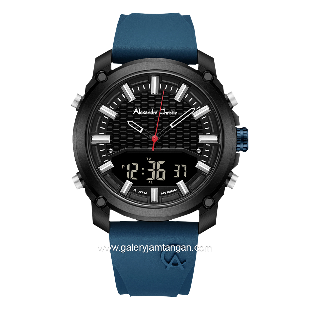 Alexandre Christie AC 9391 MH Blue Black Rubber Strap