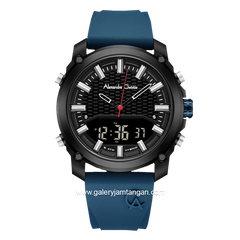Alexandre Christie AC 9391 MH Blue Black Rubber Strap