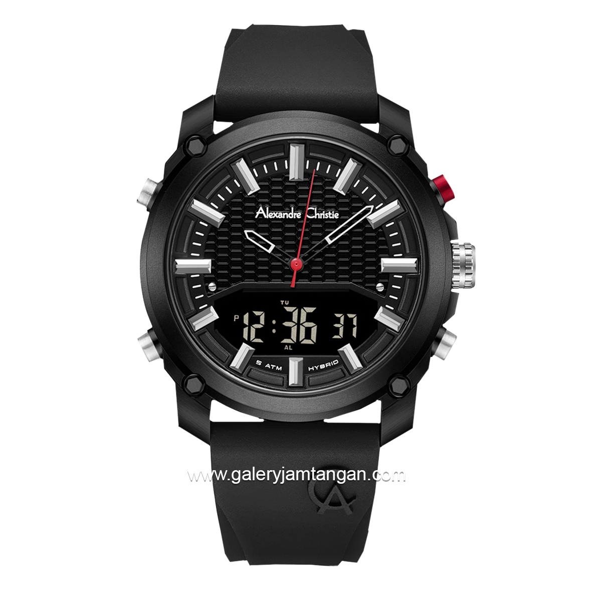 Alexandre Christie AC 9391 MH Black Rubber Strap