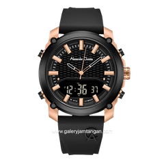 Alexandre Christie AC 9391 MH Black Rosegold Rubber Strap