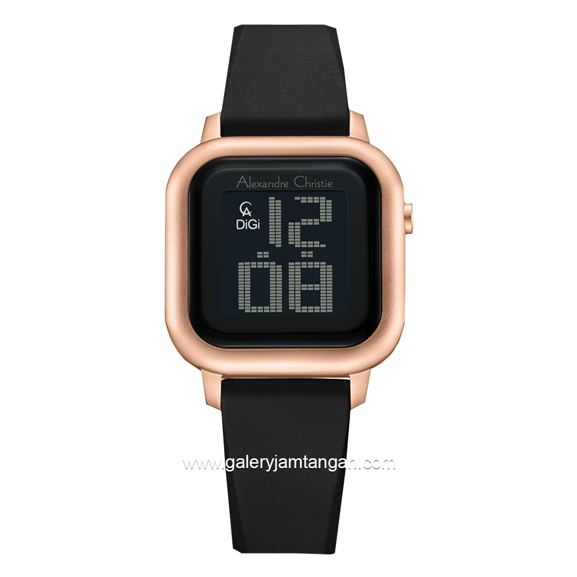 Alexandre Christie AC 9392 LH Black Rosegold Rubber Strap