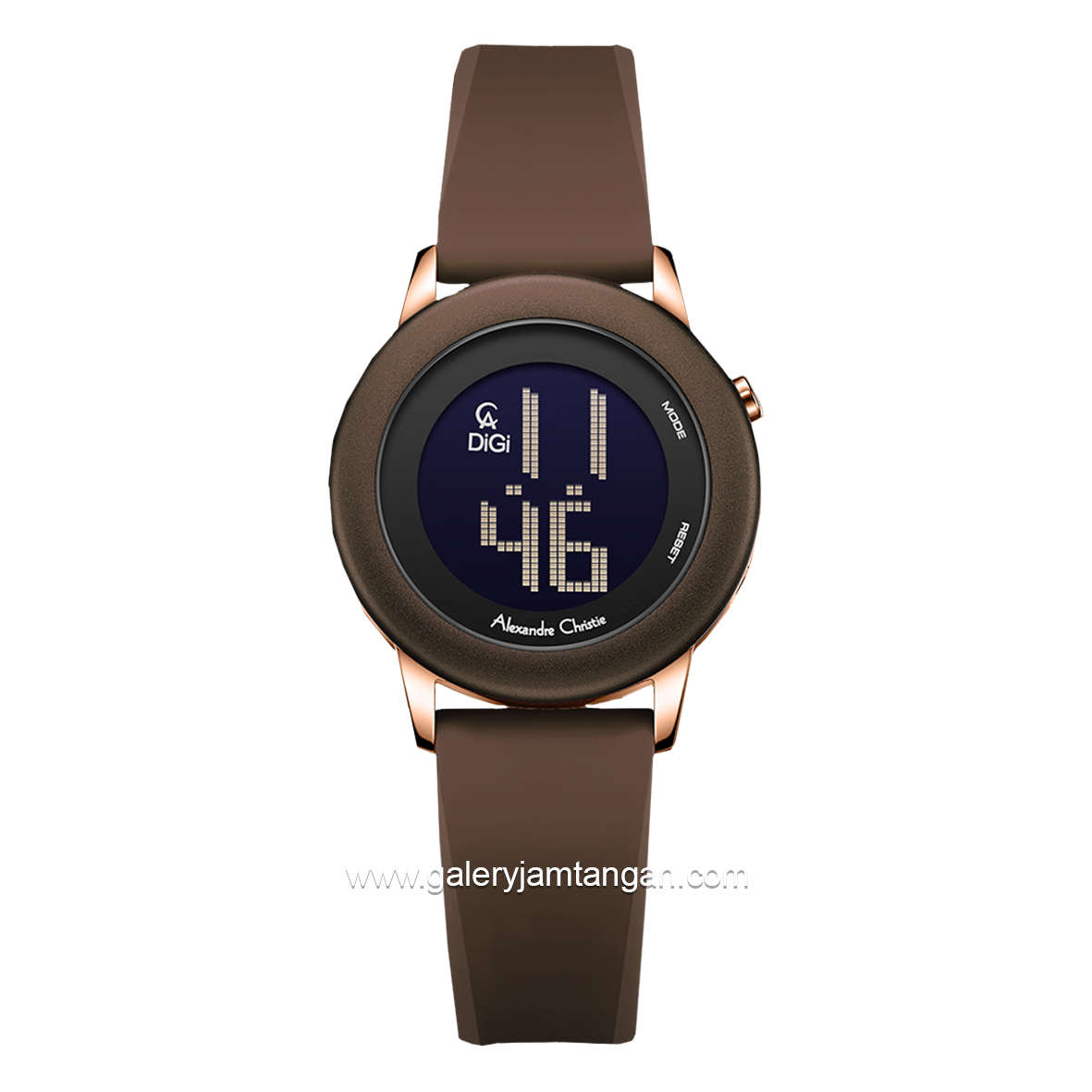 Alexandre Christie AC 9393 LH Brown Rosegold Rubber Strap
