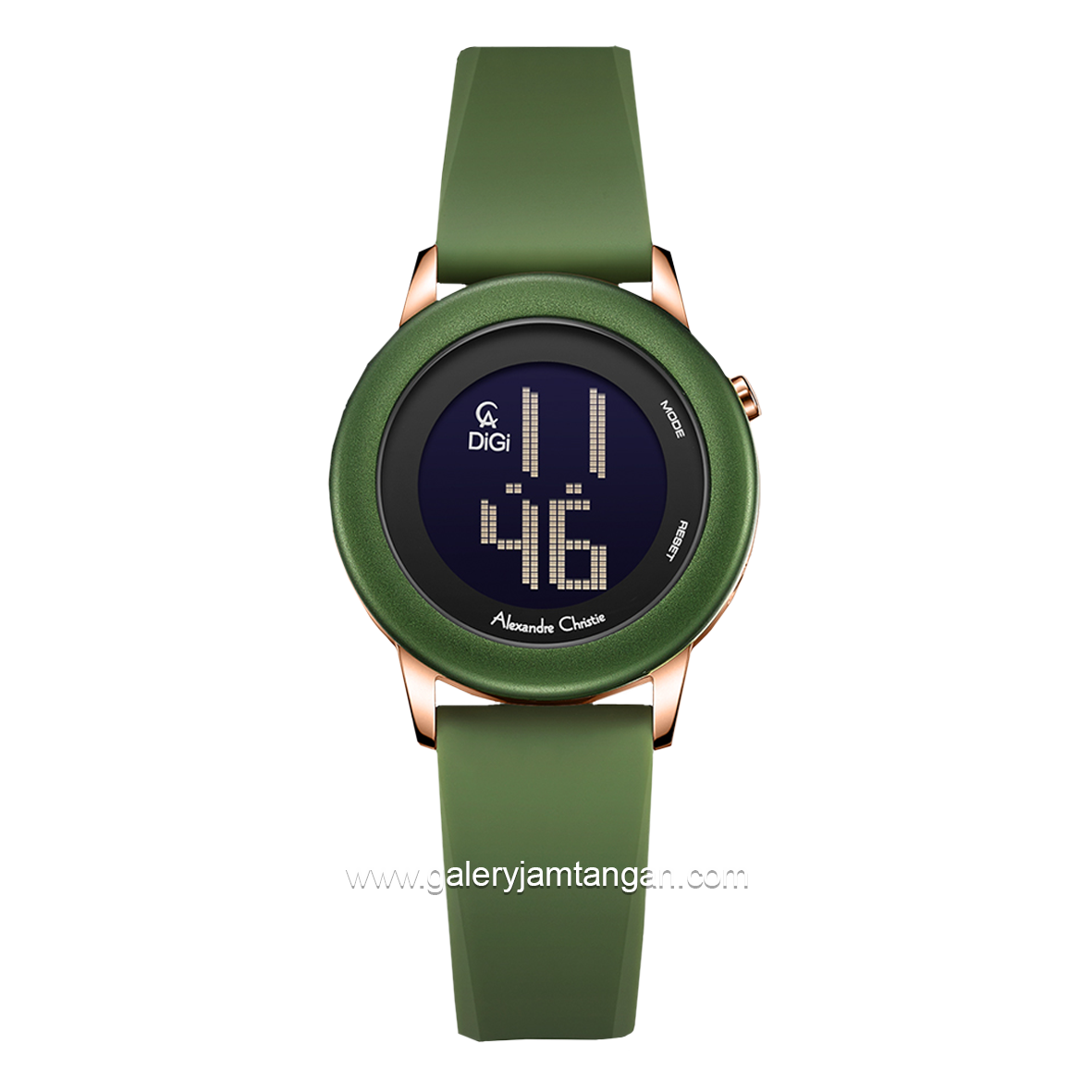 Alexandre Christie AC 9393 LH Green Rosegold Rubber Strap