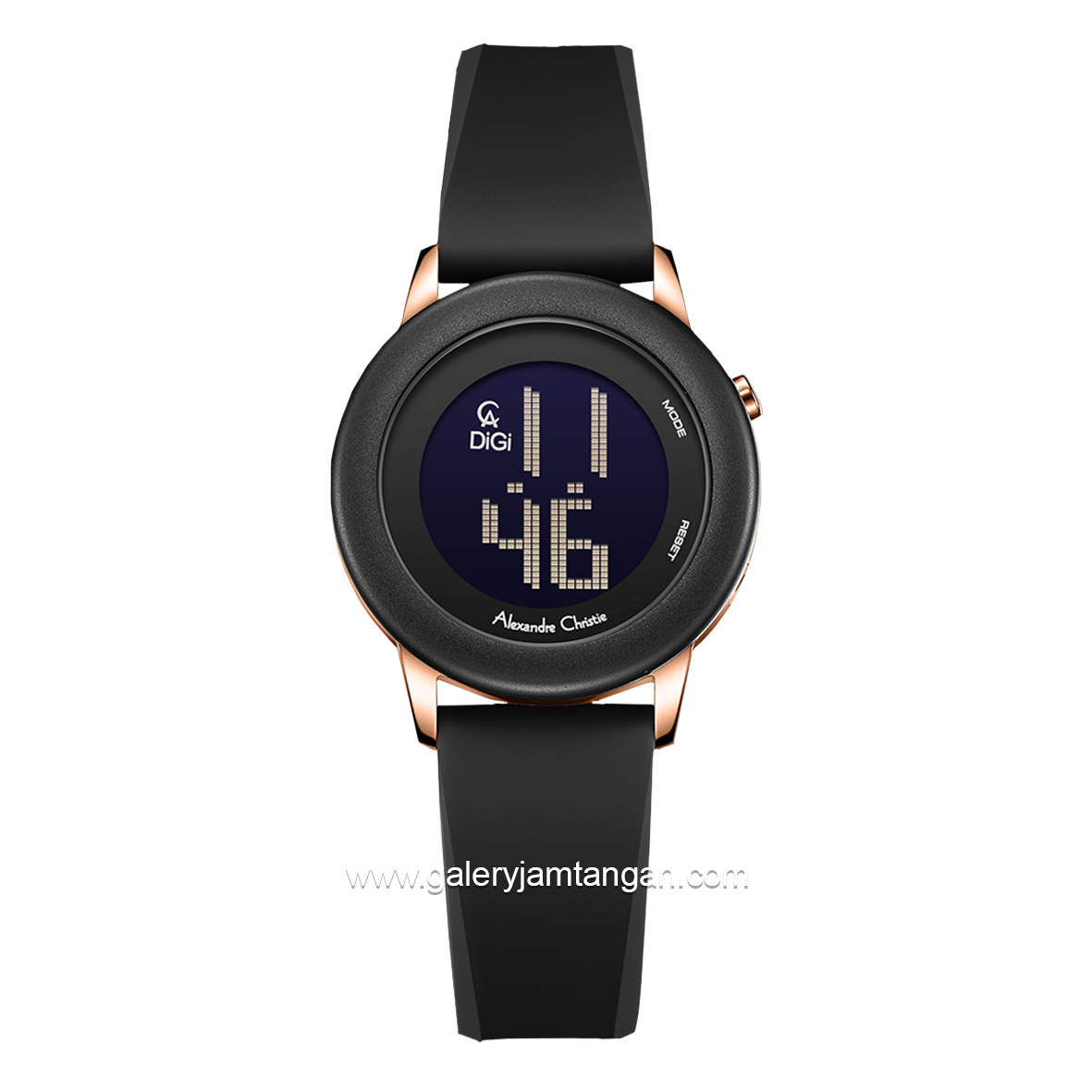 Alexandre Christie AC 9393 LH Black Rosegold Rubber Strap