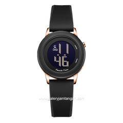 Alexandre Christie AC 9393 LH Black Rosegold Rubber Strap