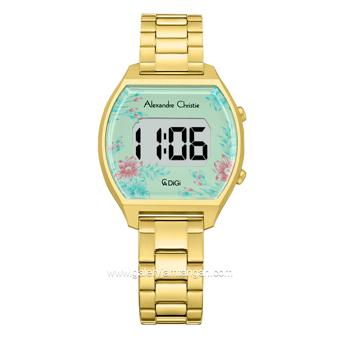 Alexandre Christie AC 9396 LH Gold Flower Digital Stainless Steel