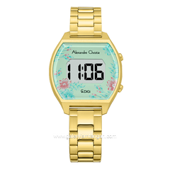 Alexandre Christie AC 9396 LH Gold Flower Digital Stainless Steel