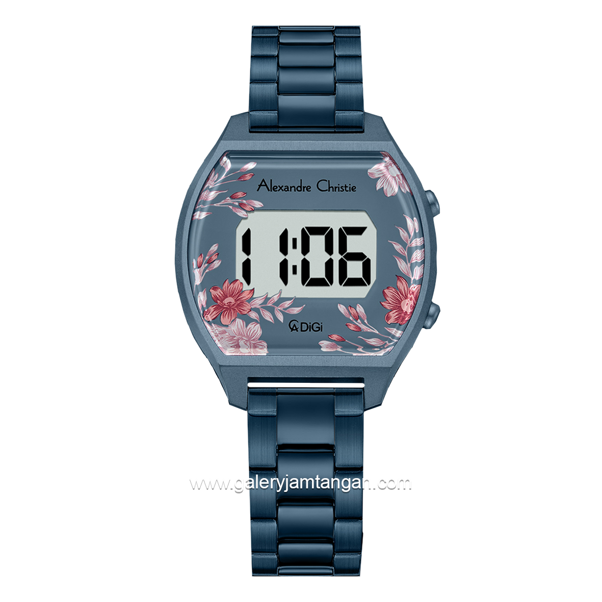 Alexandre Christie AC 9396 LH Navy Flower Digital Stainless Steel