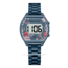 Alexandre Christie AC 9396 LH Navy Flower Digital Stainless Steel