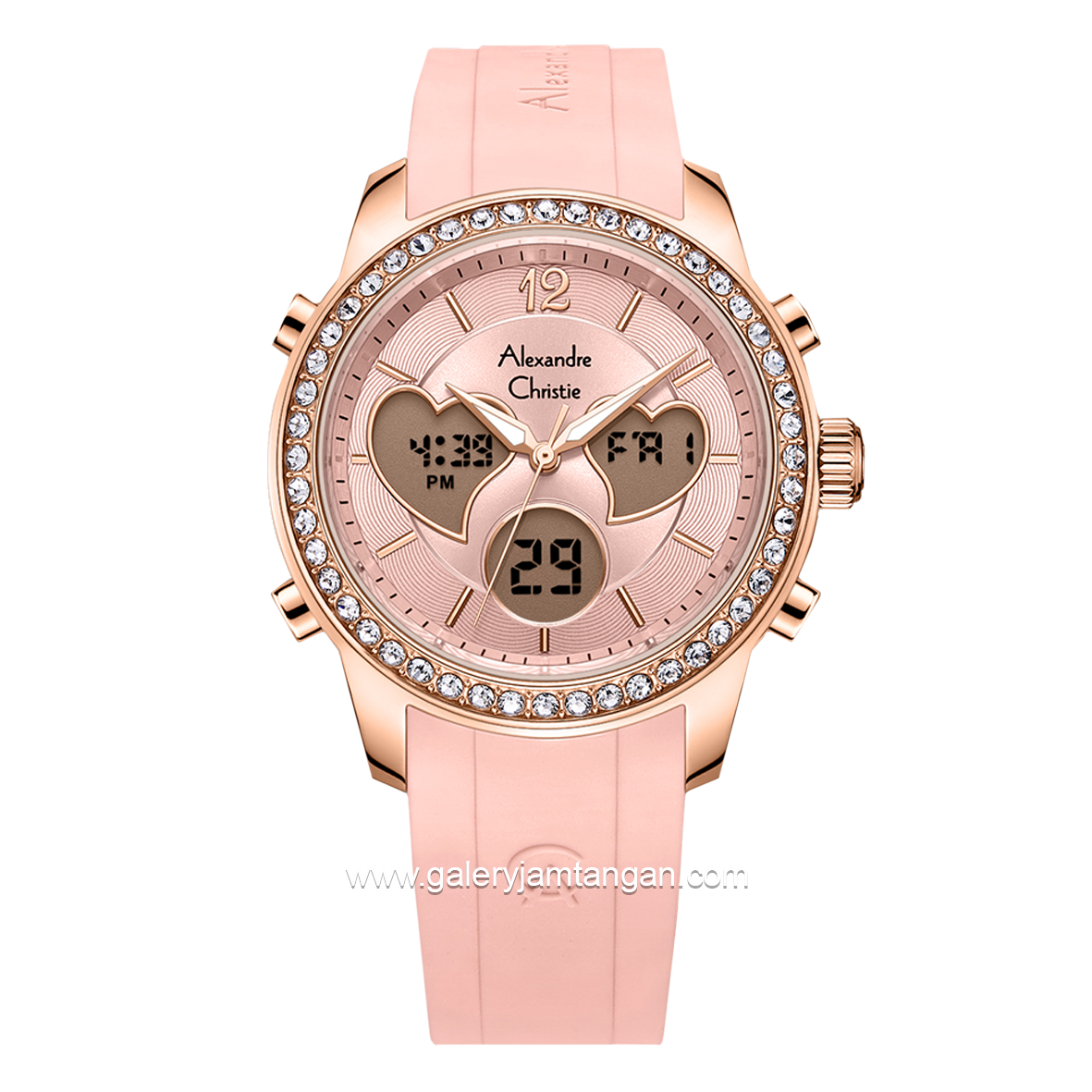 Alexandre Christie AC 9399 LH Pink Rosegold Rubber Strap