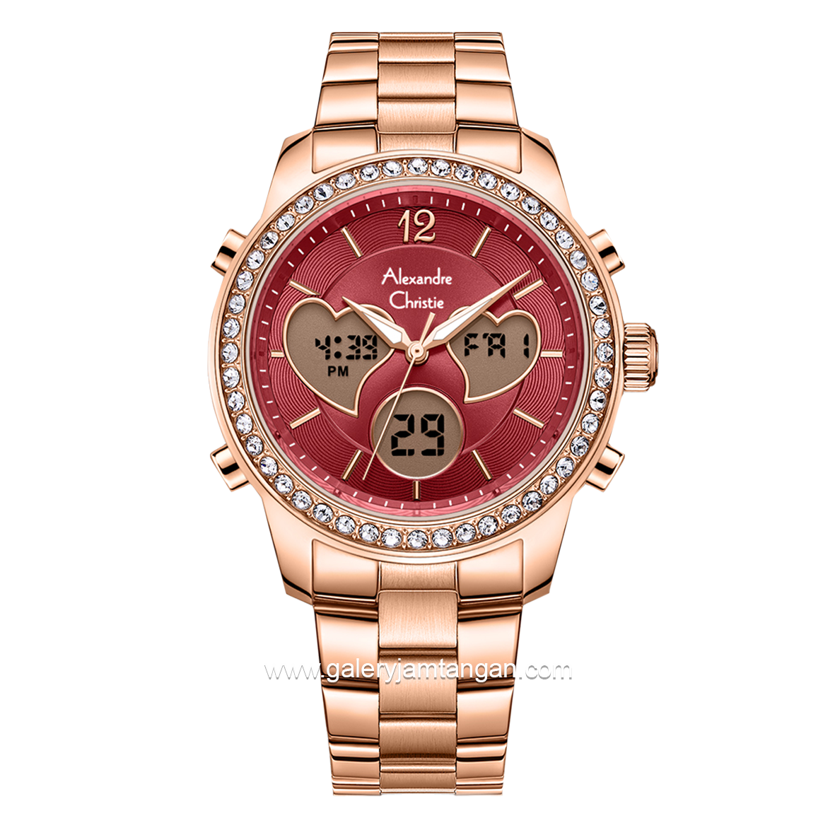Alexandre Christie AC 9399 LH Rosegold Dial Red Stainless Steel