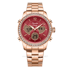 Alexandre Christie AC 9399 LH Rosegold Dial Red Stainless Steel