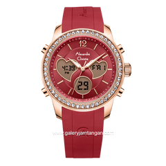 Alexandre Christie AC 9399 LH Red Rosegold Rubber Strap