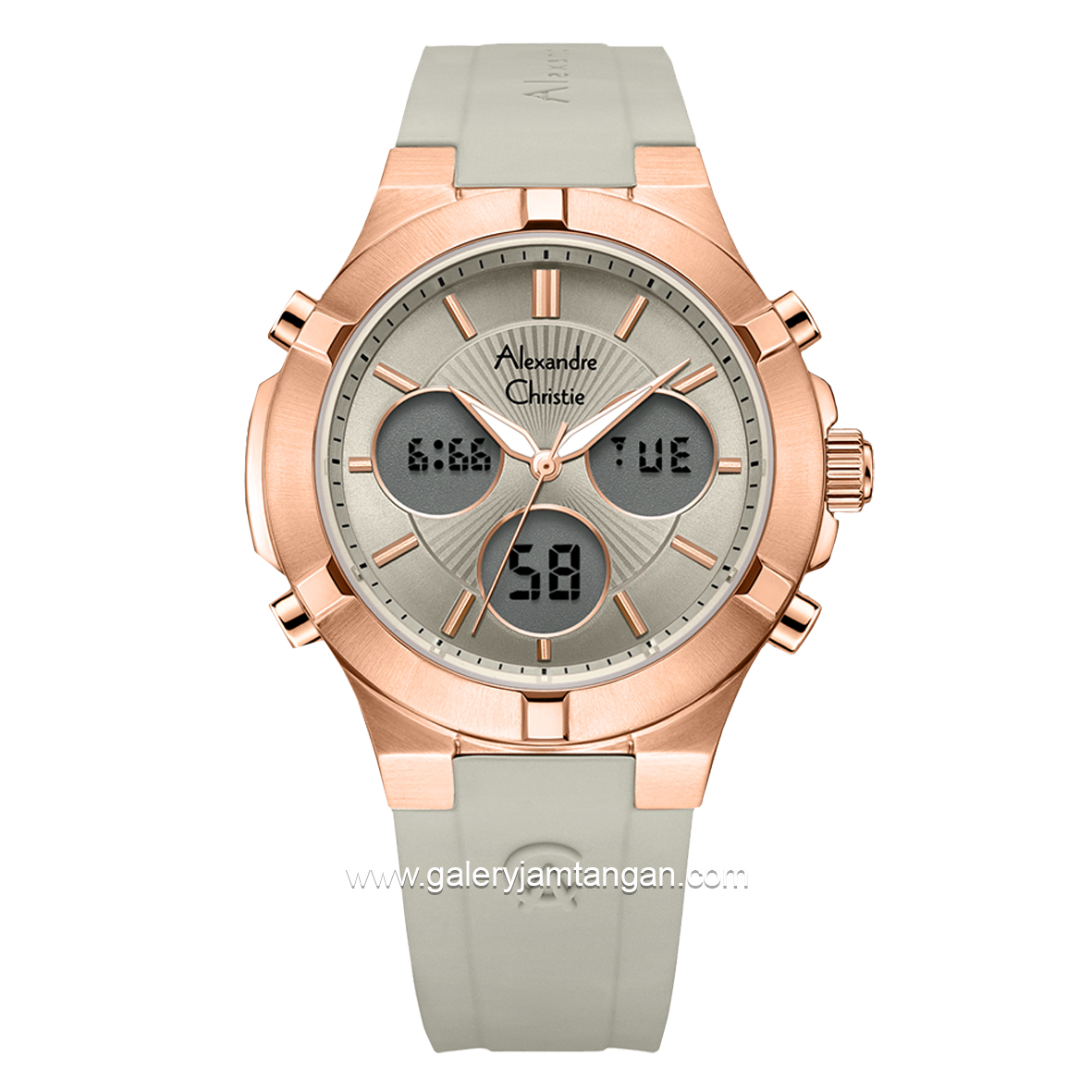 Alexandre Christie AC 9400 LH Grey Rosegold Rubber Strap