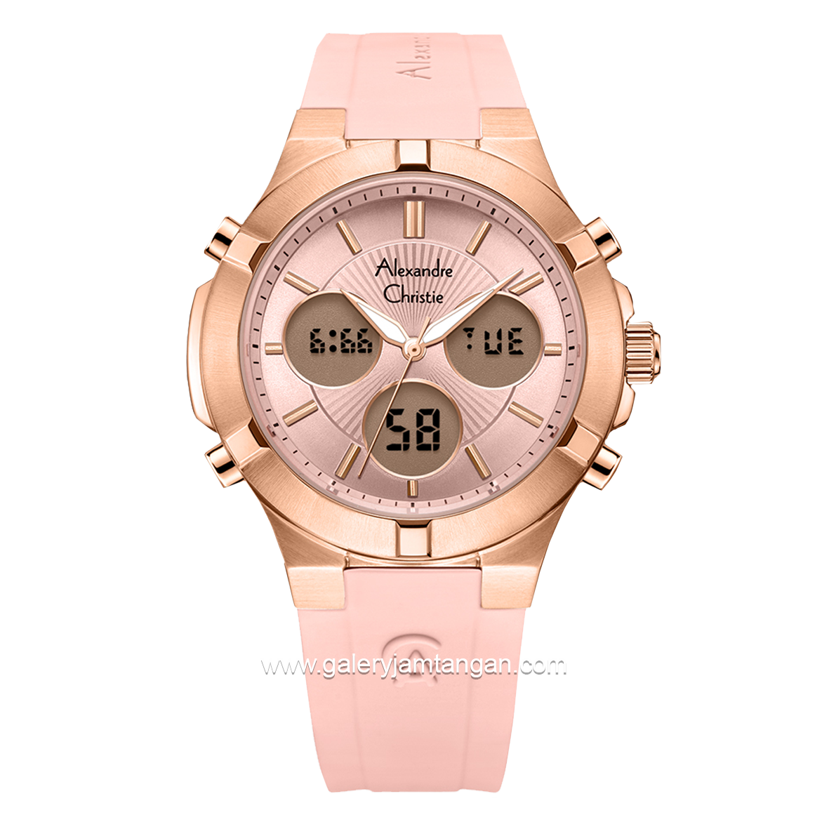 Alexandre Christie AC 9400 LH Pink Rosegold Rubber Strap