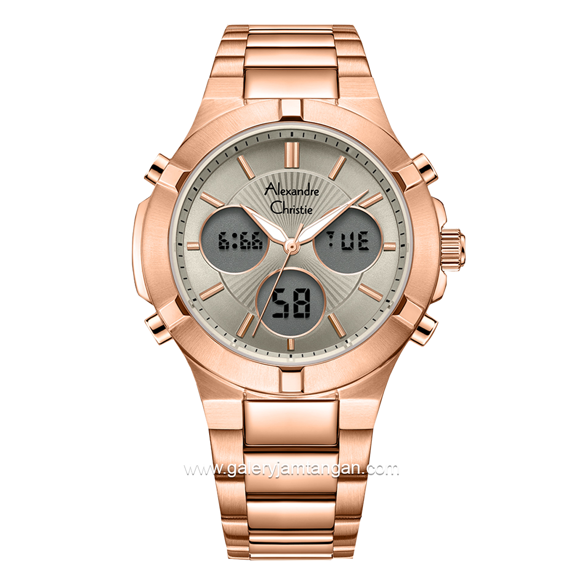 Alexandre Christie AC 9400 LH Rosegold Dial Brown Stainless Steel