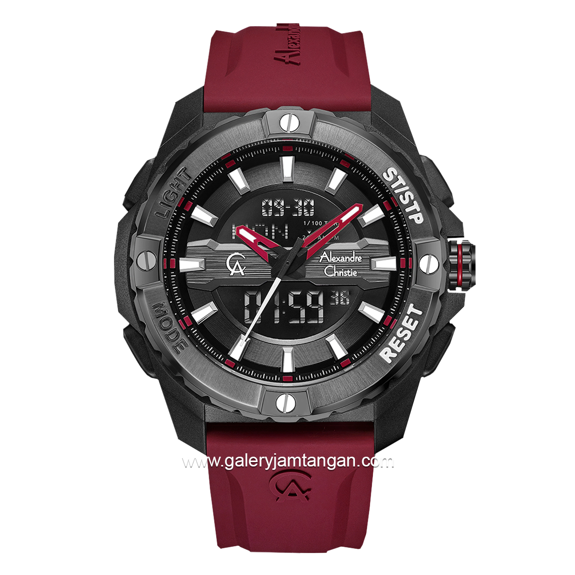 Alexandre Christie AC 9404 MH Red Black Rubber Strap