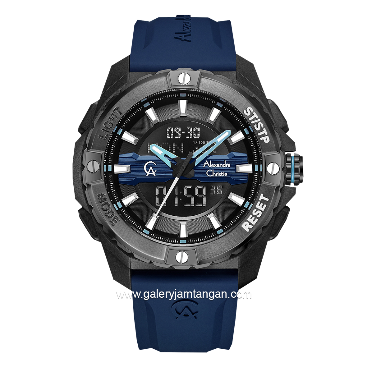 Alexandre Christie AC 9404 MH Navy Black Rubber Strap