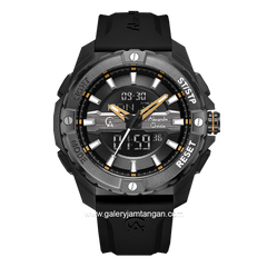 Alexandre Christie AC 9404 MH Black List Yellow Rubber Strap