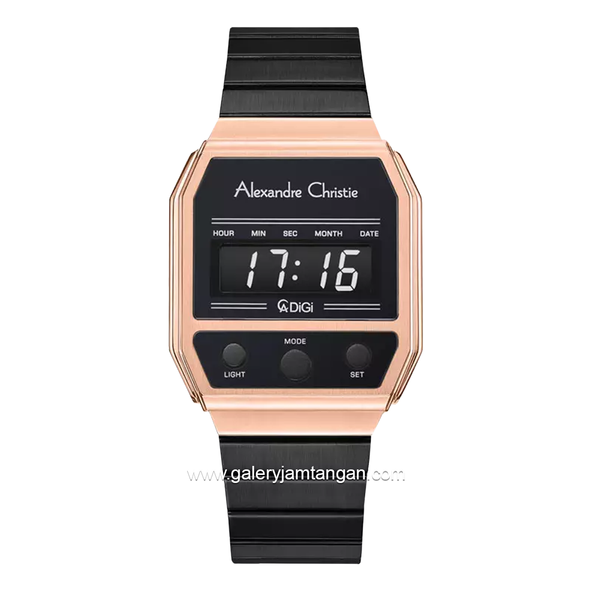Alexandre Christie AC 9498 LH Digital Black Rosegold Stainles Steel