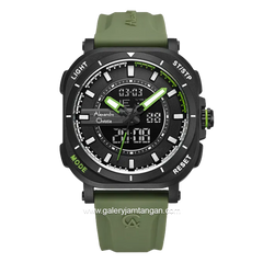 Alexandre Christie AC 9501 MH Digital Analog Army Black Rubber Strap