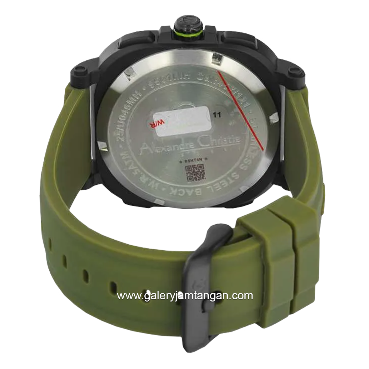 Alexandre Christie AC 9501 MH Digital Analog Army Black Rubber Strap