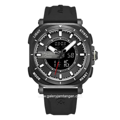 Alexandre Christie AC 9501 MH Digital Analog Full Black Rubber Strap