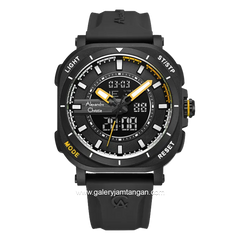 Alexandre Christie AC 9501 MH Digital Analog Black Yellow Rubber Strap