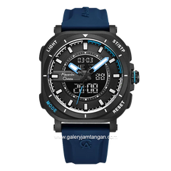Alexandre Christie AC 9501 MH Digital Analog Blue Black Rubber Strap