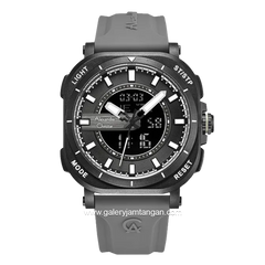 Alexandre Christie AC 9501 MH Digital Analog Grey Black Rubber Strap