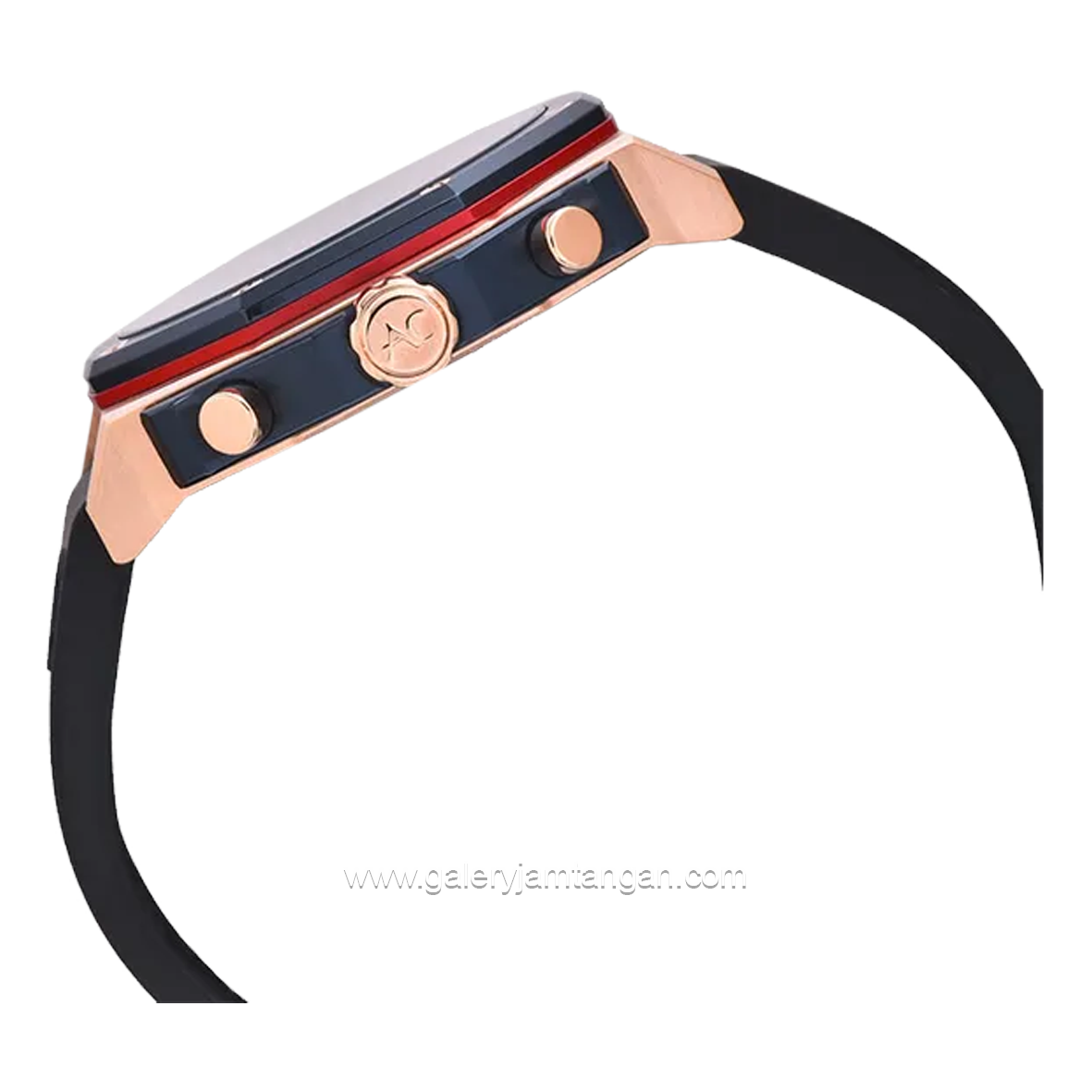Alexandre Christie AC 9601 GC Black Rosegold Ring Blue Stainless Steel