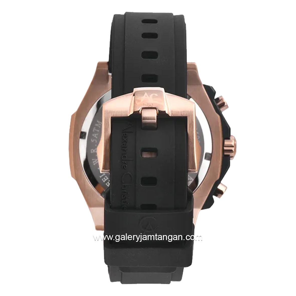 Alexandre Christie AC 9601 GC Black Rosegold Ring Blue Stainless Steel