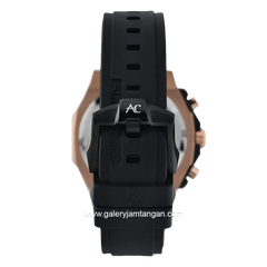 Alexandre Christie AC 9601 GC Black Rosegold Rubber Strap