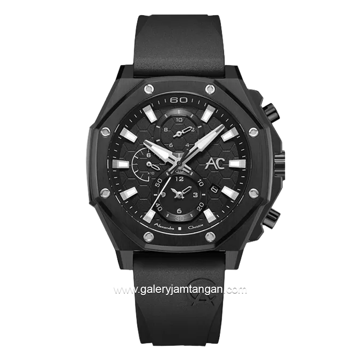 Alexandre Christie AC 9601 GC Black Rubber Strap