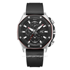 Alexandre Christie AC 9601 GC Black Silver Rubber Strap