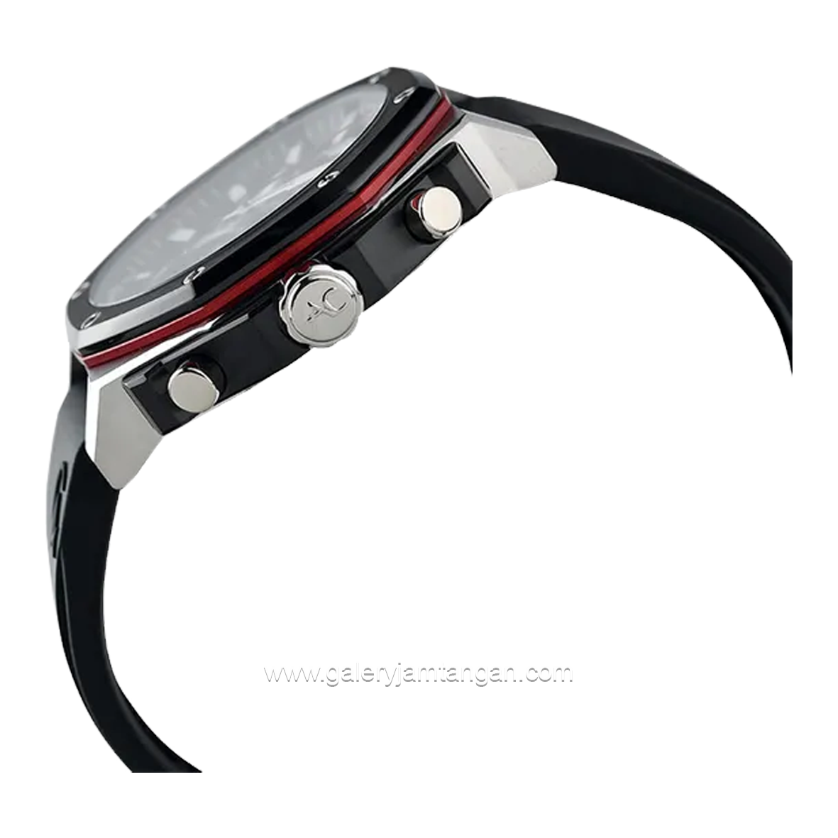 Alexandre Christie AC 9601 GC Black Silver Rubber Strap