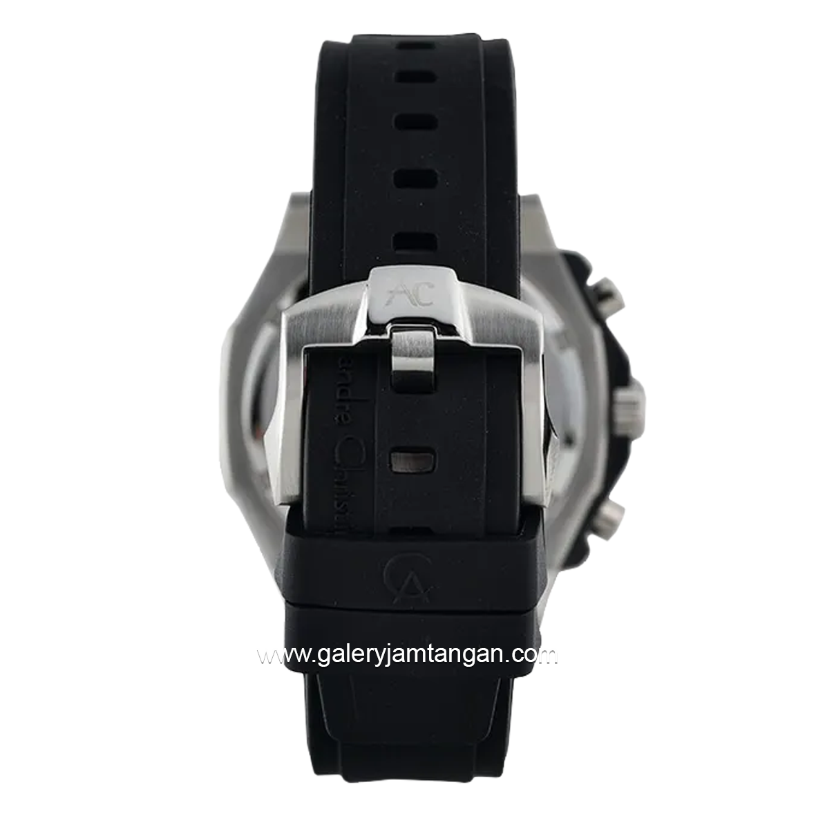 Alexandre Christie AC 9601 GC Black Silver Rubber Strap