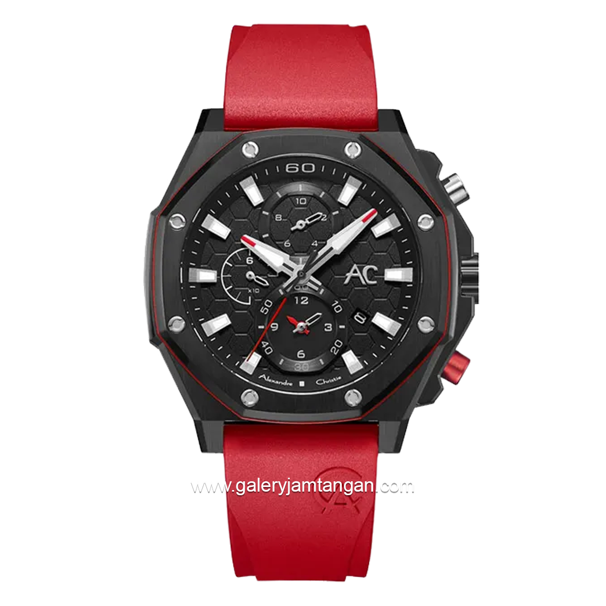 Alexandre Christie AC 9601 GC Red Black Rubber Strap