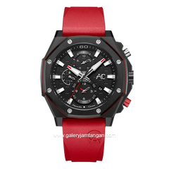 Alexandre Christie AC 9601 GC Red Black Rubber Strap