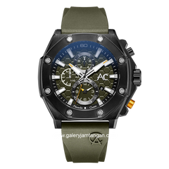 Alexandre Christie Collection AC 9601 MC Army Black Chronograph Rubber Strap