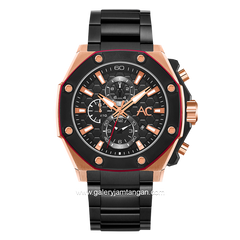 Alexandre Christie Collection AC 9601 MC Black Rosegold Chronograph Stainless Steel Strap
