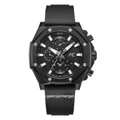 Alexandre Christie Collection AC 9601 MC Black Chronograph Rubber Strap