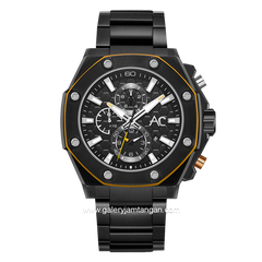 Alexandre Christie Collection AC 9601 MC Black List Yellow Chronograph Stainless Steel Strap