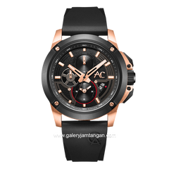 Alexandre Christie AC 9602 MC Black Rosegold Rubber Strap