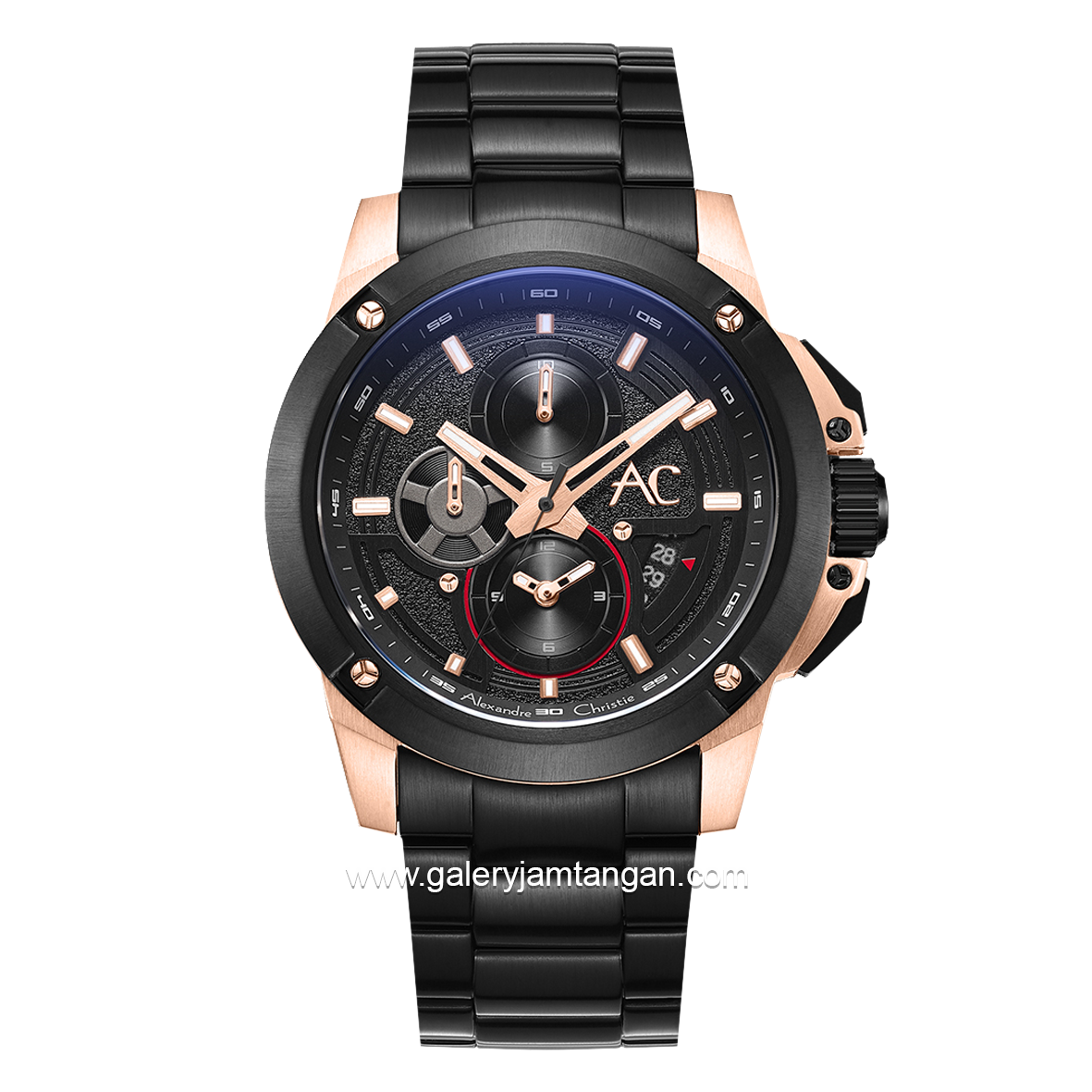Alexandre Christie AC 9602 MC Black Rosegold Stainless Steel