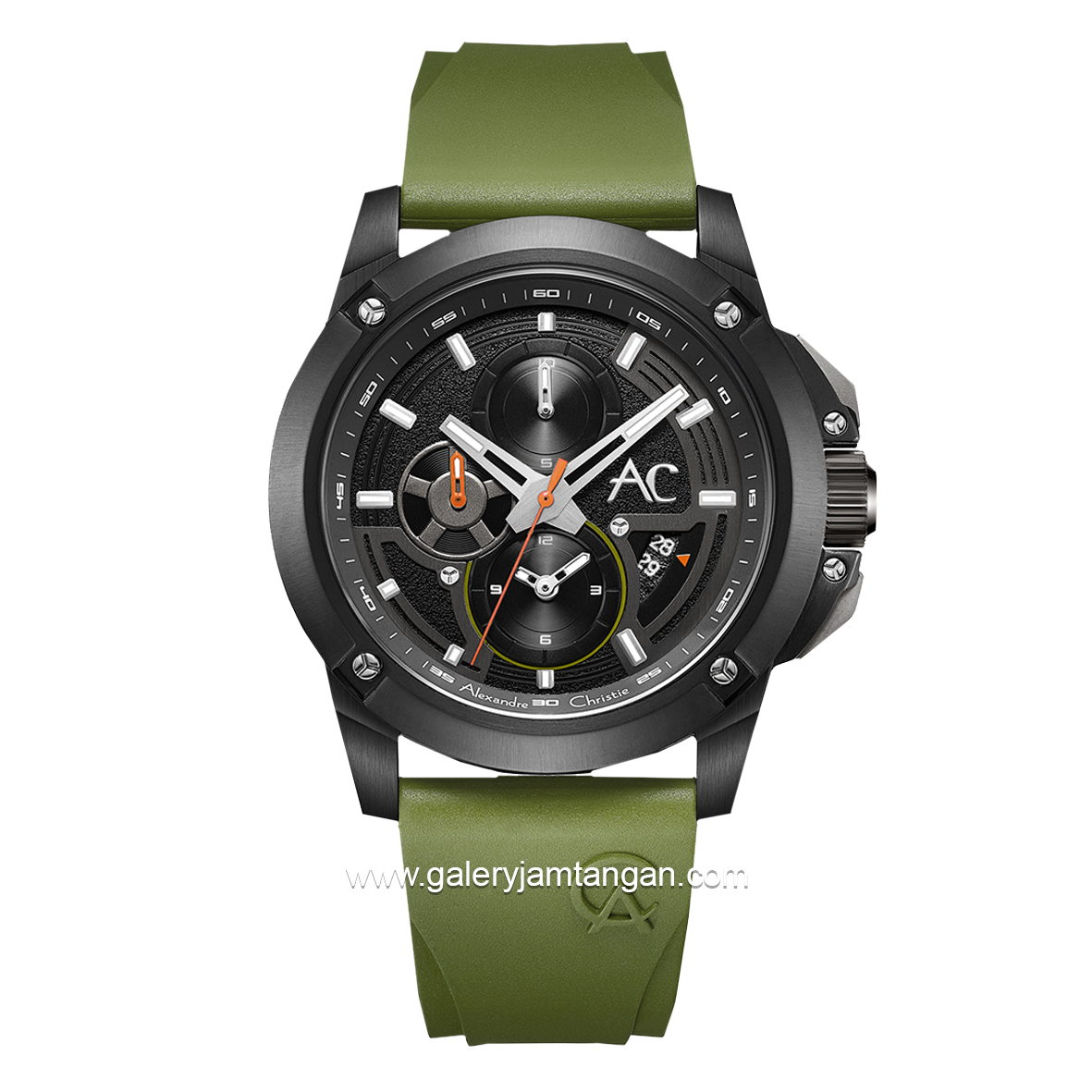 Alexandre Christie AC 9602 MC Army Black Rubber Strap